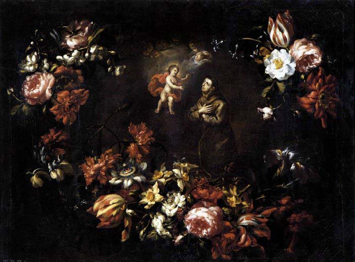 Garland of Flowers with St Anthony of Padua
